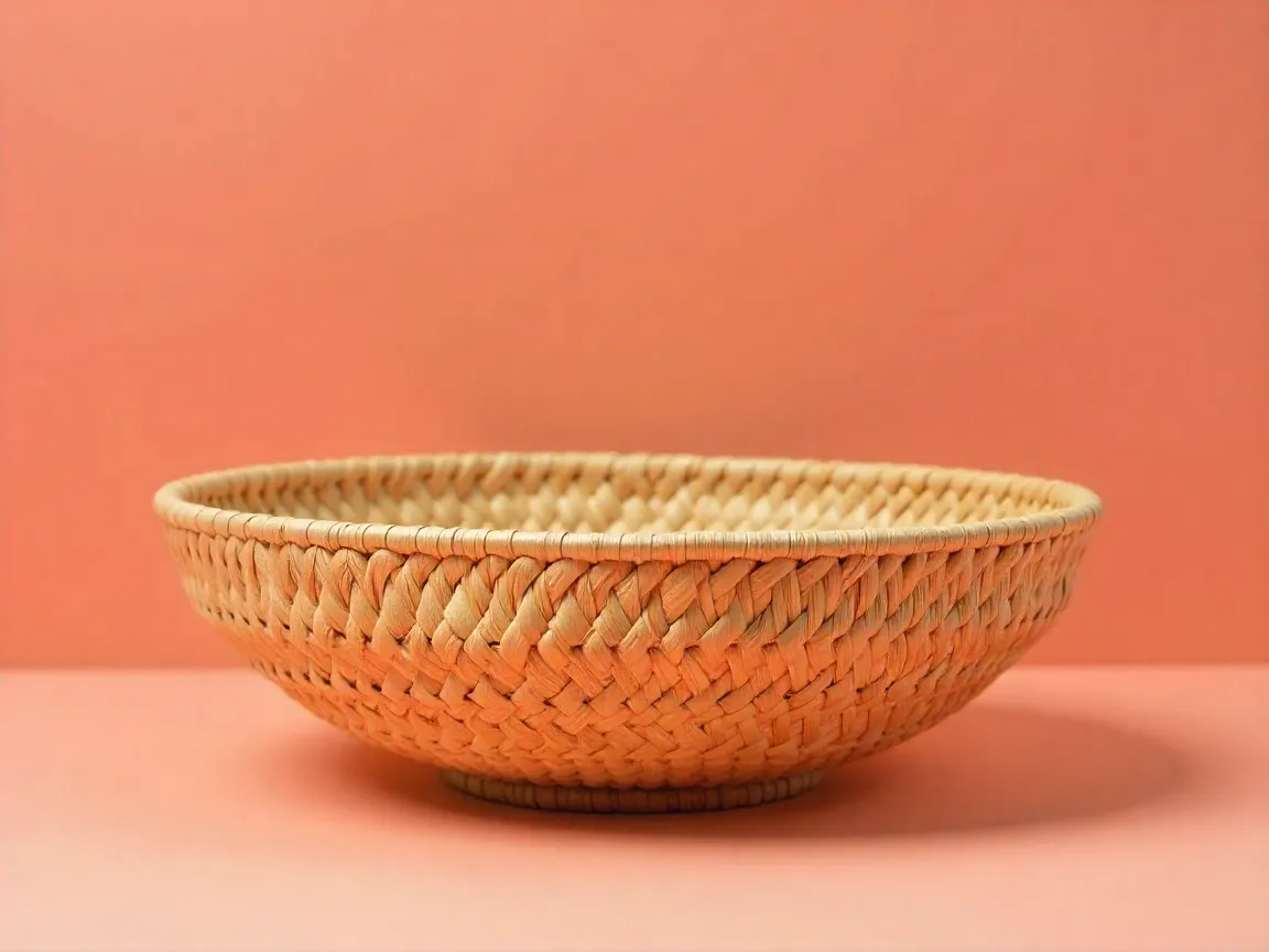 Natural fiber woven storage basket handcrafted